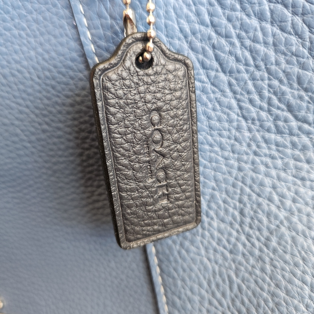 COACH Kacey Satchel Pebbled Leather Sky Blue - Picture 3 of 13